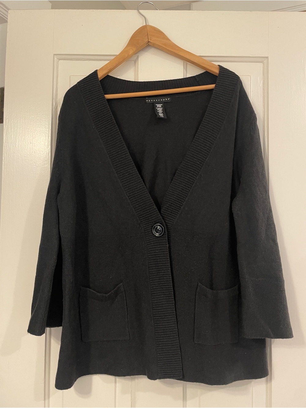 Apostrophe Black V-Neck Button-Front Cardigan